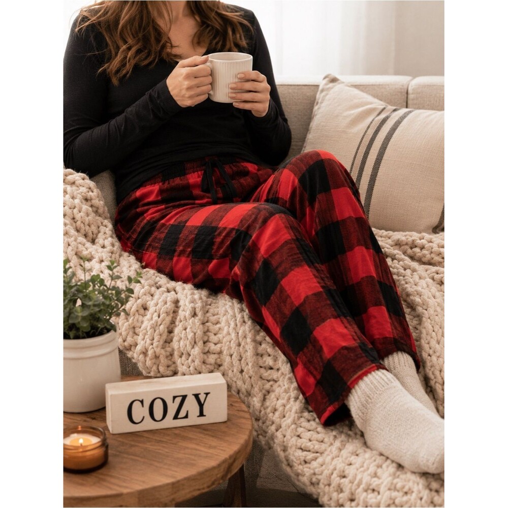 Old Navy Match The Family Buffalo Plaid Check Pajama Pants‎ Black Red Medium